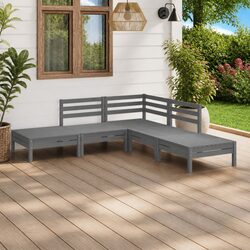 5 Piece Garden Lounge Set Solid Pinewood Outdoor Patio Furniture Grey Modular
