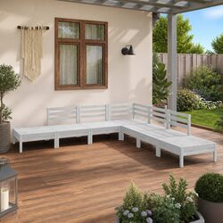 7 Piece Garden Lounge Set Solid Pinewood White Patio Outdoor Furniture Sofa