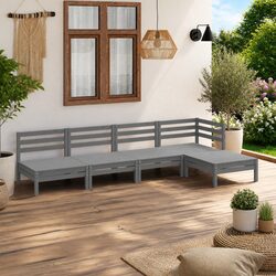Garden Lounge Set 5 Piece Outdoor Furniture Pallet Design Grey Wooden Sofa