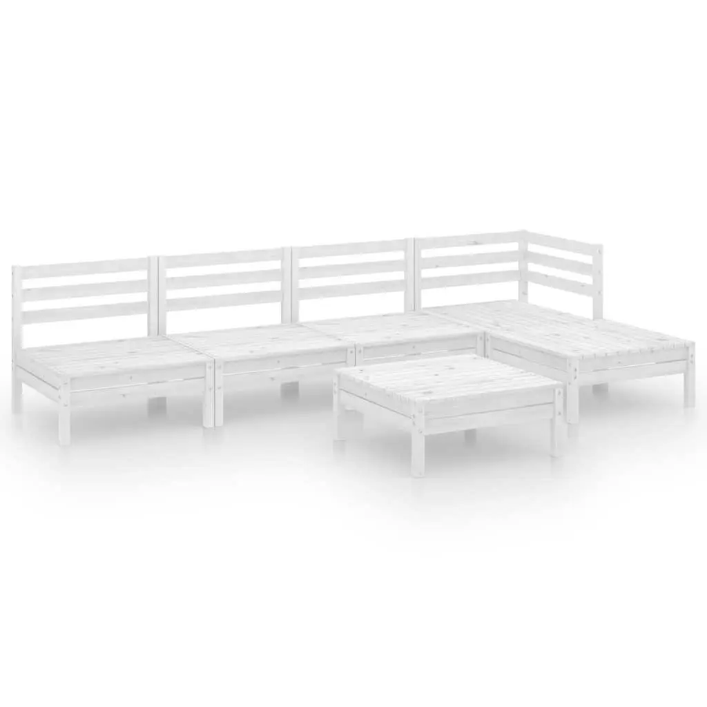6 Piece Garden Lounge Set Solid Wood Patio Furniture Outdoor Sofa White
