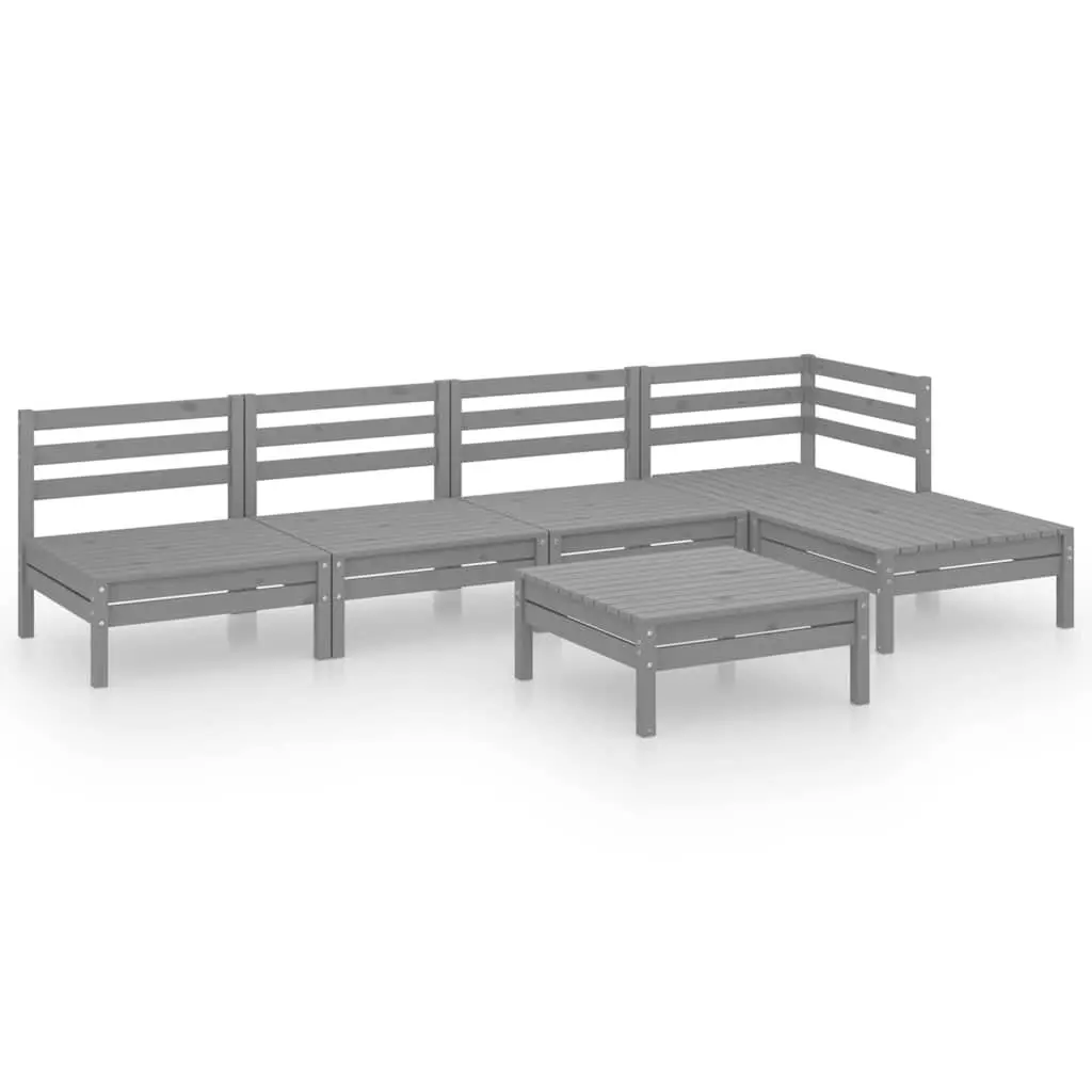 6 Piece Garden Lounge Set Outdoor Patio Furniture Modular Sofa Seating Grey