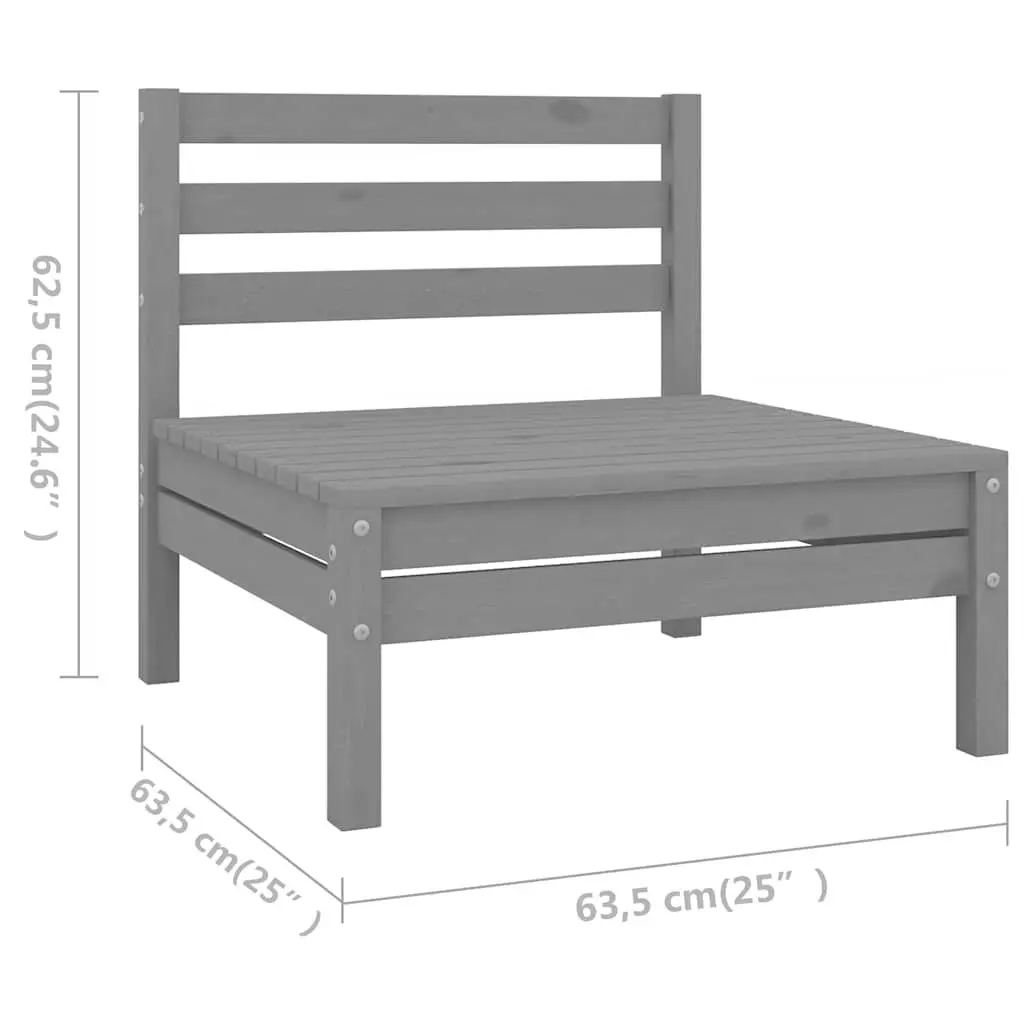 7 Piece Garden Lounge Set Solid Wood Patio Sofa Outdoor Furniture Grey
