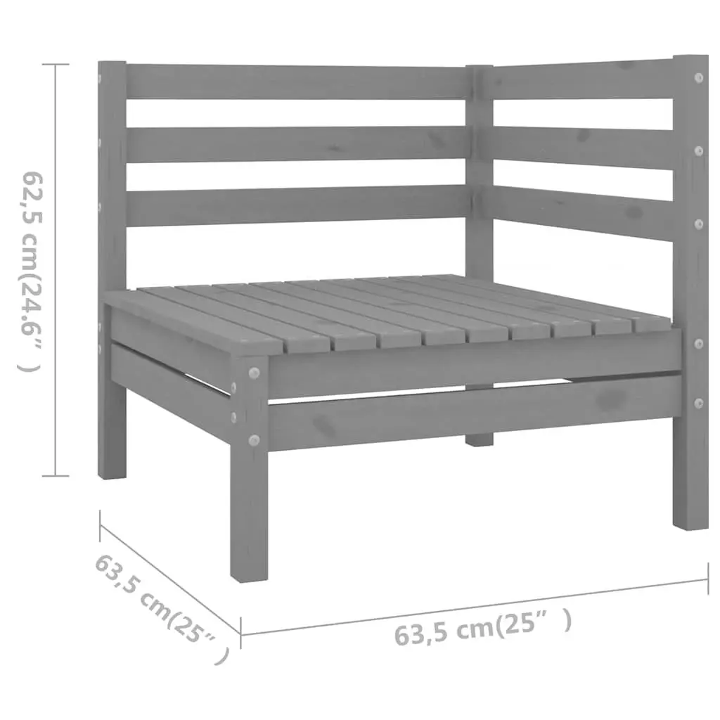 7 Piece Garden Lounge Set Solid Wood Patio Sofa Outdoor Furniture Grey