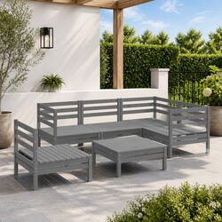 Garden Lounge Set 6 Piece Outdoor Furniture Pallet Patio Sofa Grey Wooden
