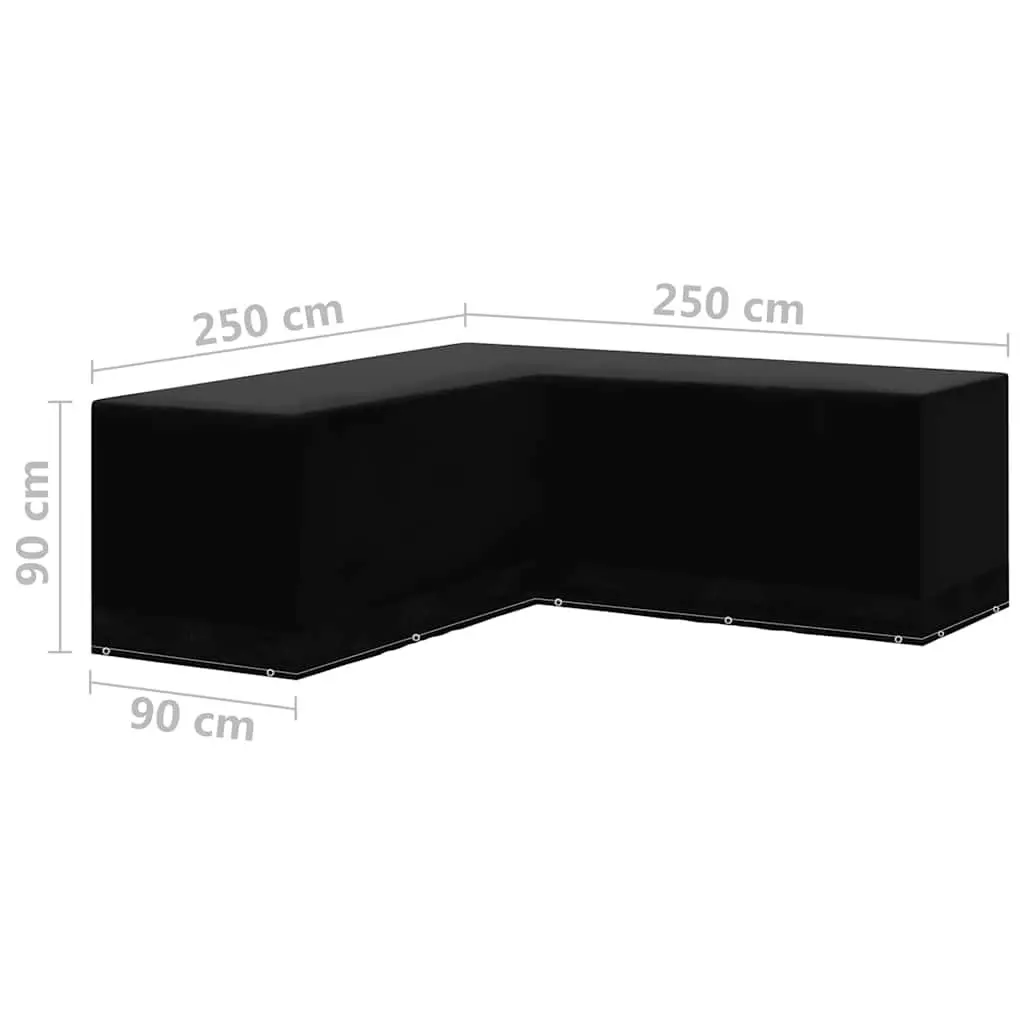 Garden Furniture Cover L-Shaped 2 Piece Set 250x250x90 cm Black Water-resistant UV-resistant Polyethylene
