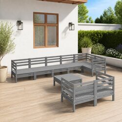 9 Piece Wooden Garden Lounge Set Grey Pallet Sofa Outdoor Furniture Modular