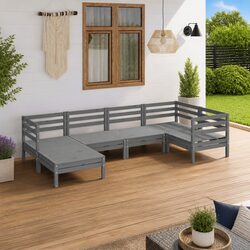 Garden Lounge Set 6 Piece Outdoor Patio Sofa Furniture Grey Modular Wooden