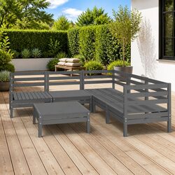 6 Piece Garden Lounge Set Solid Pinewood Modular Patio Sofa Outdoor Furniture
