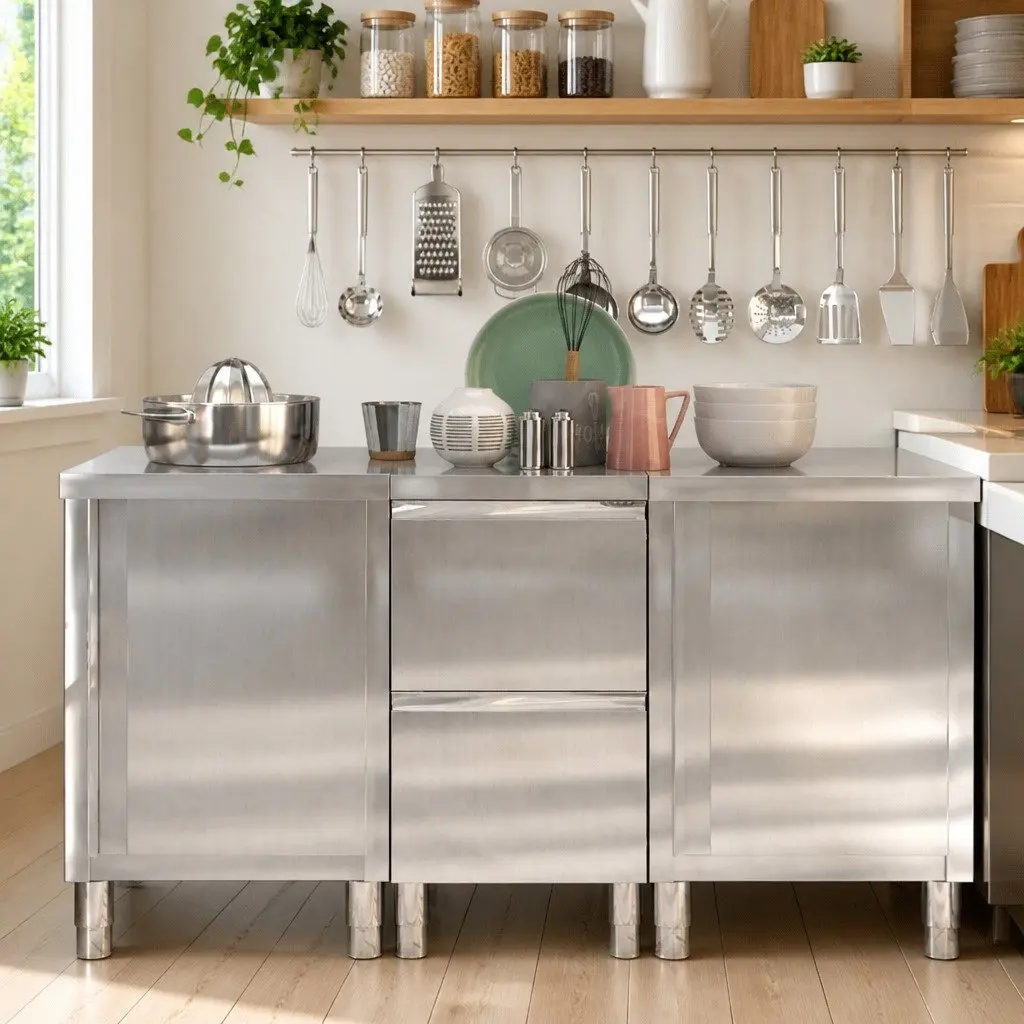 Commercial Kitchen Storage Cabinet Stainless Steel 3 Piece