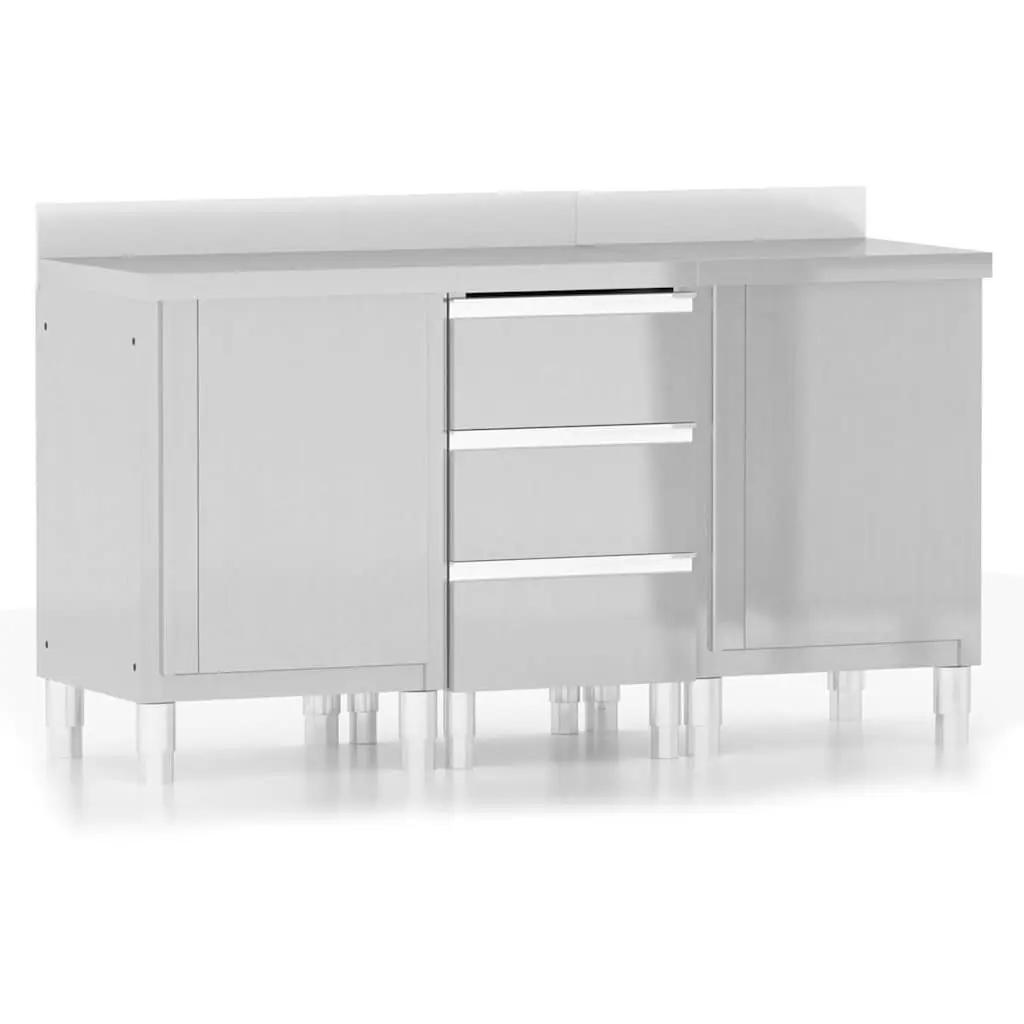 Commercial Kitchen Cabinet Stainless Steel Storage Unit 3 Piece Set
