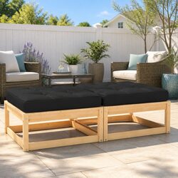 Garden Footstools with Cushions 2 pcs Solid Wood Pine Outdoor Seating Anthracite