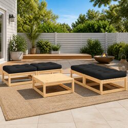 5 Piece Garden Lounge Set Outdoor Furniture Pinewood Sofa with Cushions