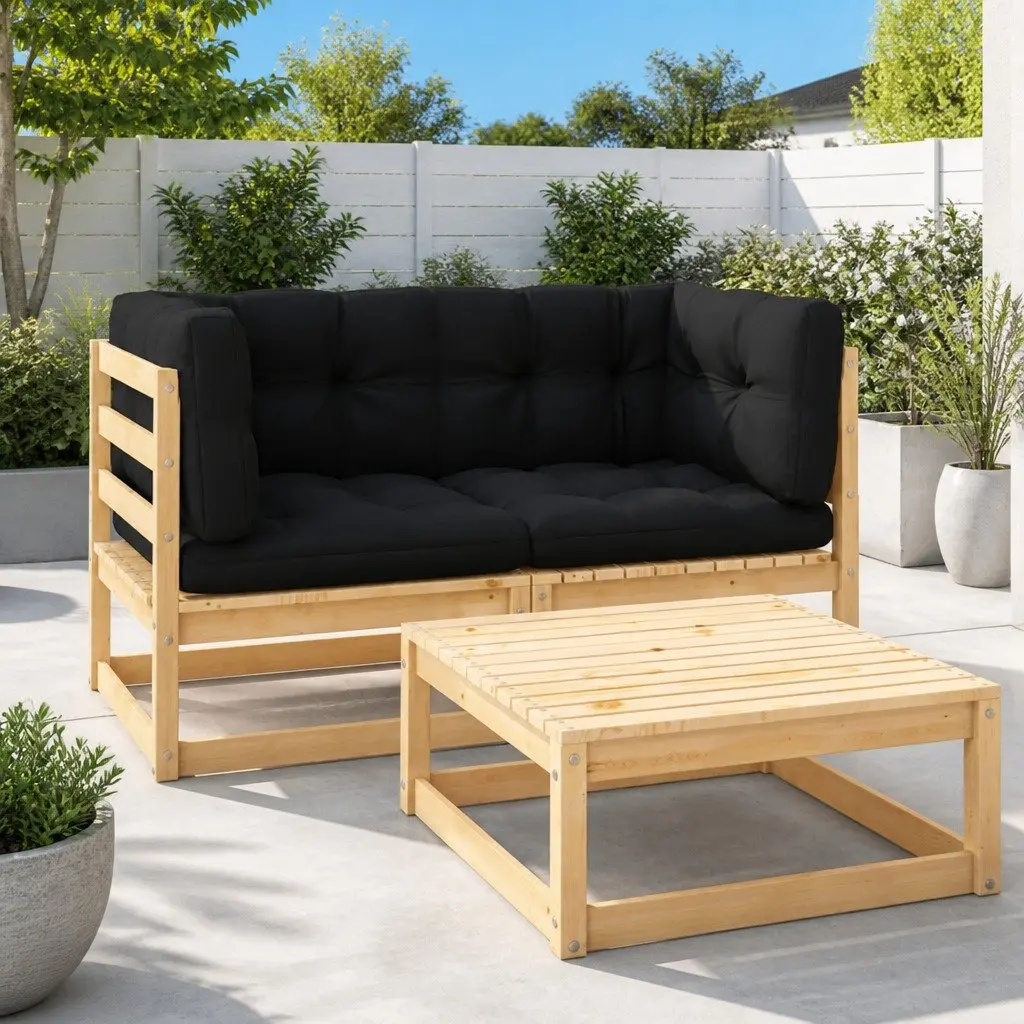 3 Piece Garden Lounge Set Outdoor Furniture Sofa Anthracite with Cushions