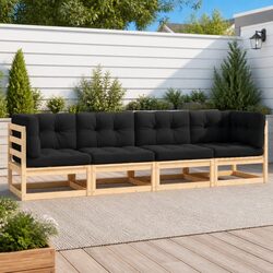 4 Piece Garden Lounge Set with Cushions Outdoor Sofa Seating Patio Furniture