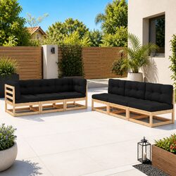 Garden Lounge Set 6 Piece Outdoor Furniture with Cushions Pinewood Anthracite