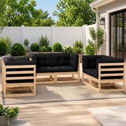 6 Piece Garden Lounge Set Outdoor Sofa Furniture with Cushions Anthracite