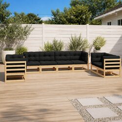 Garden Lounge Set 8 Piece Outdoor Furniture Solid Pinewood with Cushions