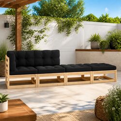 4 Piece Garden Lounge Set Outdoor Furniture Pinewood Sofa with Cushions