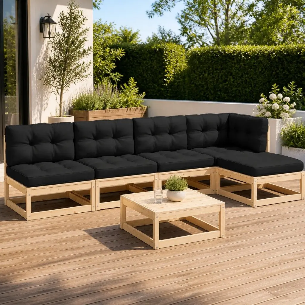 6 Piece Garden Lounge Set Outdoor Furniture with Cushions Pinewood Anthracite