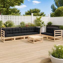 7 Piece Garden Lounge Set Outdoor Furniture Pinewood Sofa with Cushions
