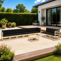 10 Piece Garden Lounge Set Outdoor Furniture Modular Seating with Cushions