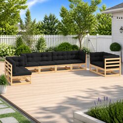 8 Piece Garden Lounge Set with Cushions Outdoor Patio Furniture Modular Seating