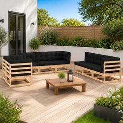 8 Piece Garden Lounge Set Outdoor Furniture Sectional Modular Sofa Seating
