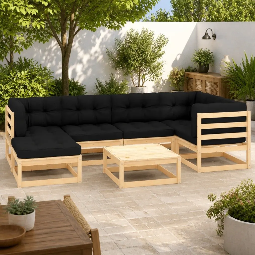 7 Piece Garden Lounge Set Outdoor Furniture Modular Seating with Cushions