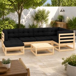 7 Piece Garden Lounge Set Outdoor Furniture Modular Seating with Cushions