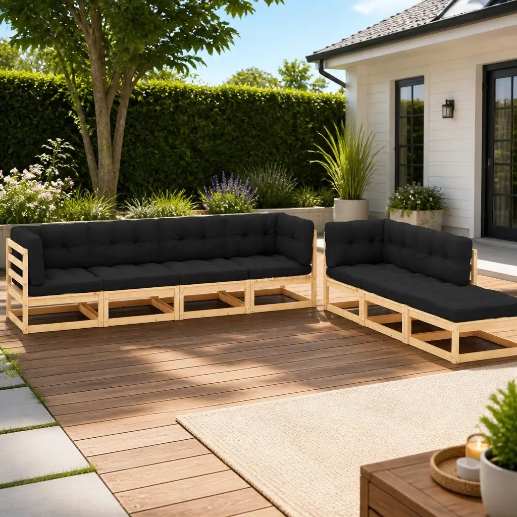 7 Piece Garden Lounge Set Outdoor Furniture Modular Seating Anthracite Cushions