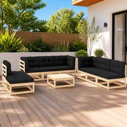 9 Piece Garden Lounge Set Modular Outdoor Furniture Seating Anthracite
