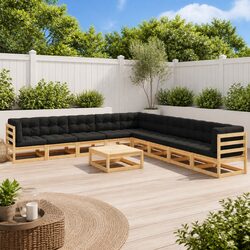 10 Piece Garden Lounge Set with Cushions Modular Outdoor Furniture Anthracite