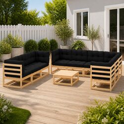 10 Piece Garden Lounge Set with Cushions Modular Outdoor Furniture Anthracite