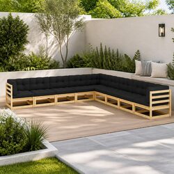 Garden Lounge Set 9 Piece Outdoor Sofa Patio Furniture Modular Pinewood