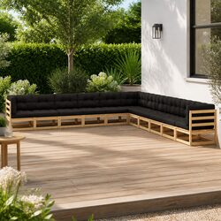 Garden Lounge Set 11 Piece Pallet Sofa Outdoor Furniture Anthracite Cushions