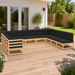 Garden Lounge Set 11 Piece Outdoor Sofa Pallet Furniture Pinewood Modular