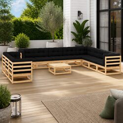 Garden Lounge Set 12 Piece Pallet Sofa Outdoor Furniture with Anthracite