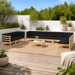 Garden Lounge Set 11 Piece Pallet Sofa Anthracite Cushions Outdoor Patio