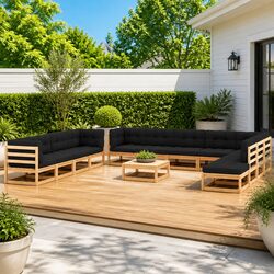 Garden Lounge Set 13 Piece Outdoor Furniture Patio Sofa with Cushions Pinewood