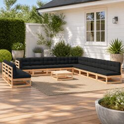 Garden Lounge Set 13 Piece Outdoor Sofa Patio Furniture with Cushions Modular