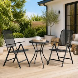 Garden Dining Set 3 Piece Outdoor Furniture Expanded Metal Mesh Anthracite