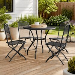5 Piece Garden Dining Set Expanded Metal Mesh Anthracite Outdoor Patio Furniture