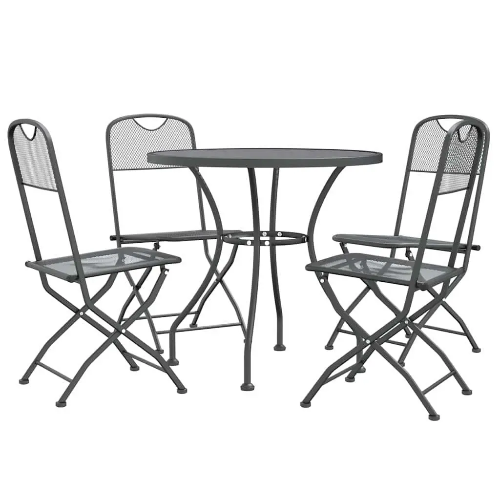 5 Piece Garden Dining Set Expanded Metal Mesh Anthracite Outdoor Patio Furniture