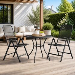 Garden Dining Set 3 Piece Outdoor Patio Furniture Folding Chairs Table