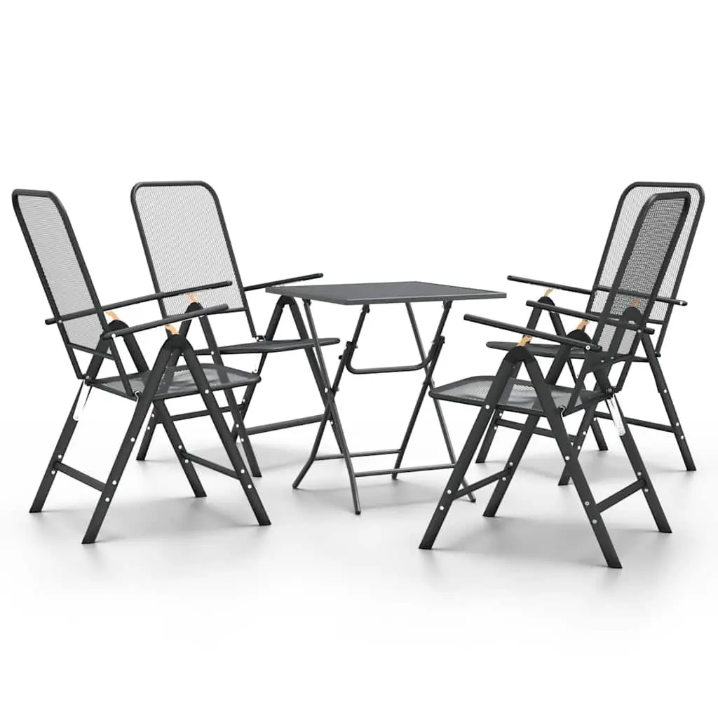 5 Piece Outdoor Garden Dining Set Foldable Recline Chairs Table Patio Furniture