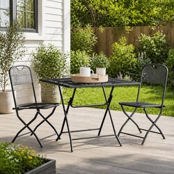 Garden Dining Set 3 Piece Outdoor Patio Furniture Foldable Metal Mesh Anthracite