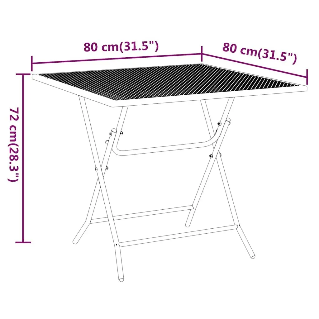 Garden Dining Set 3 Piece Outdoor Patio Furniture Foldable Metal Mesh Anthracite
