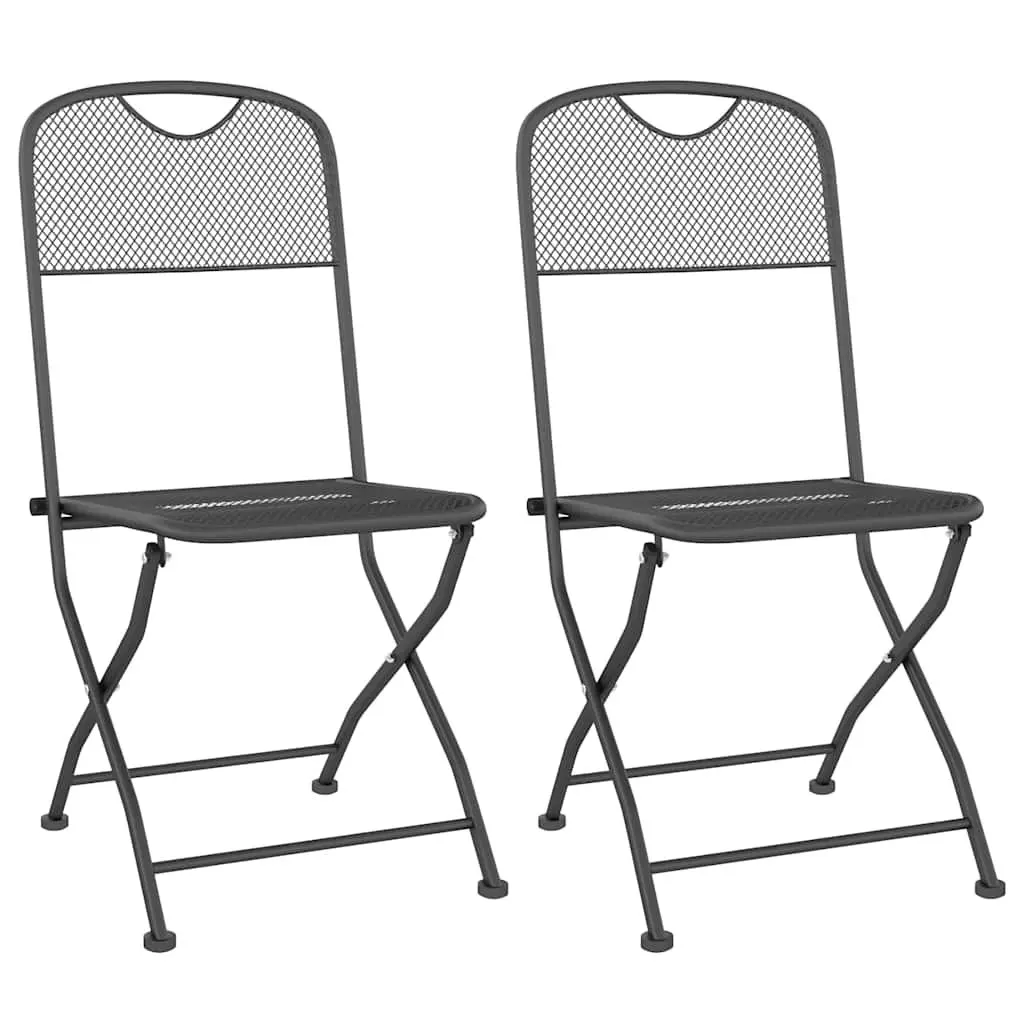 Garden Dining Set 3 Piece Outdoor Patio Furniture Foldable Metal Mesh Anthracite