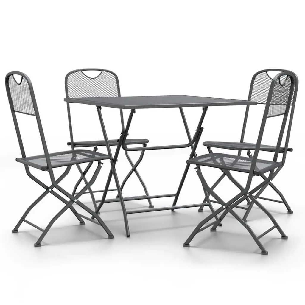 5 Piece Outdoor Garden Dining Set Foldable Patio Table Chairs Anthracite
