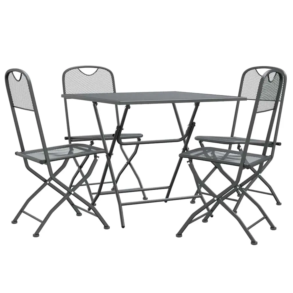5 Piece Outdoor Garden Dining Set Foldable Patio Table Chairs Anthracite